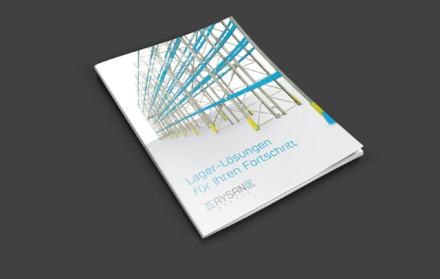 Unternehmens-Broschüre für Aysan Schwerlastregalsysteme. Design-Mockup