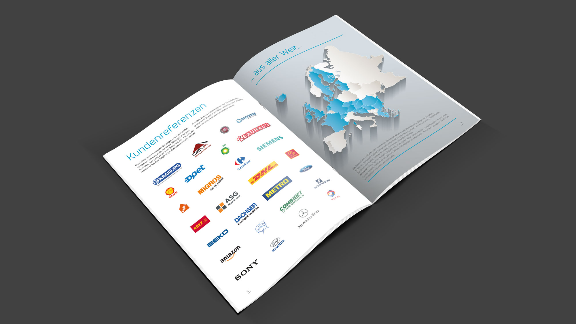 Unternehmens-Broschüre für Aysan Schwerlastregalsysteme. Design-Mockup