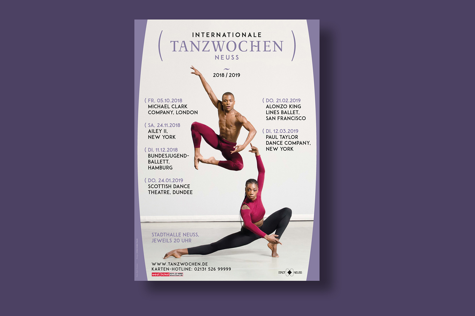 Saisonplakat für die Tanzwochen Neuss 2018/2019