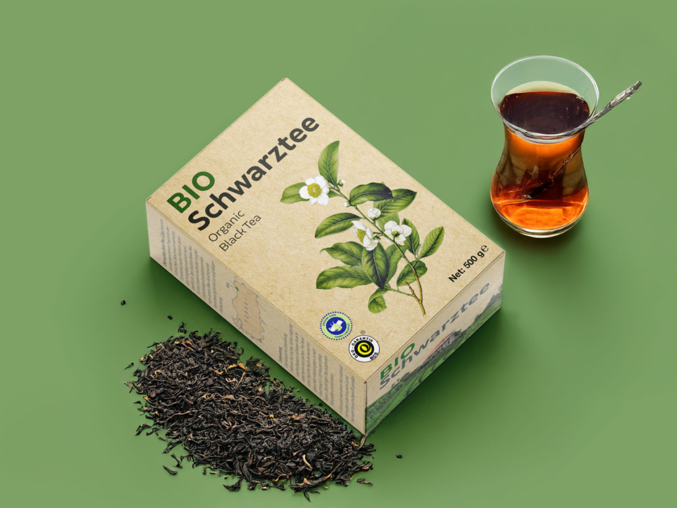 Verpackungs-Design für einen Bio-Schwarztee