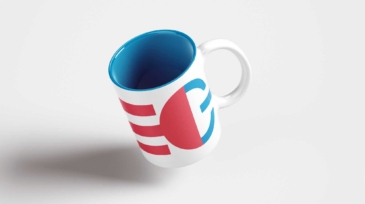 Design-Entwurf einer Tasse für die Deutsche Gründungsberatung.