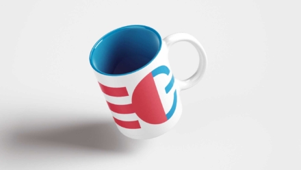 Design-Entwurf einer Tasse für die Deutsche Gründungsberatung.