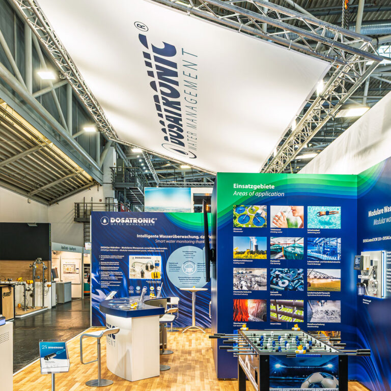 Dosatronic Messestand auf der IFAT 2026 - Gestaltet von Studio Robin Frank - Foto von cream digital pictures