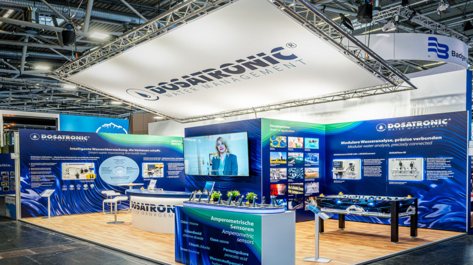 Dosatronic Messestand auf der IFAT 2026 - Gestaltet von Studio Robin Frank - Foto von cream digital pictures